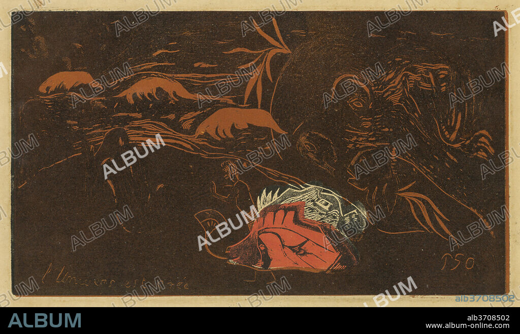 PAUL GAUGUIN. The Universe is Created (L'Univers est cree). Dated: c. 1894. Medium: woodcut printed in red-brown, red and black by Louis Roy.