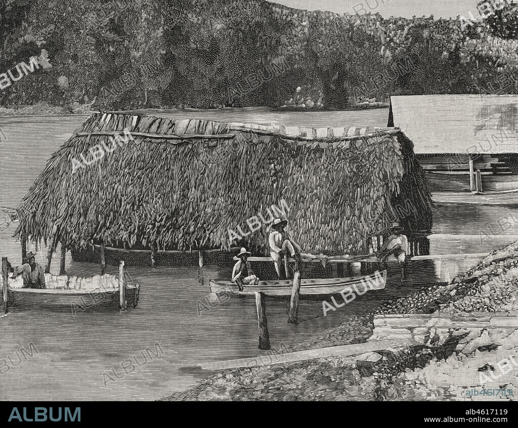 Island of Cuba, Santiago de Cuba (Spanish colonial times). Fishermen from Cayo Smith, near the capital. Engraving. La Ilustración Española y Americana, 1898.