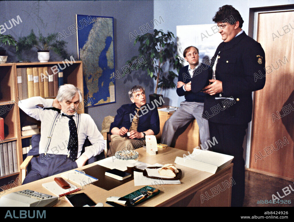 1984.. Göteborgs-TV - SVT. Polisen som vägrade ge upp - Per Oscarsson, Alf Nilsson, Evert Lindqvist och Stefan Ljungqvist. *** Local Caption *** Foto: Kamerareportage / TT / Kod: 2524.