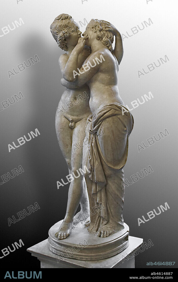 Rome, Capitolines Museums: Statue of Cupid and Psyche. Marble sculpture, from a Greek original of the 2nd century BC.
