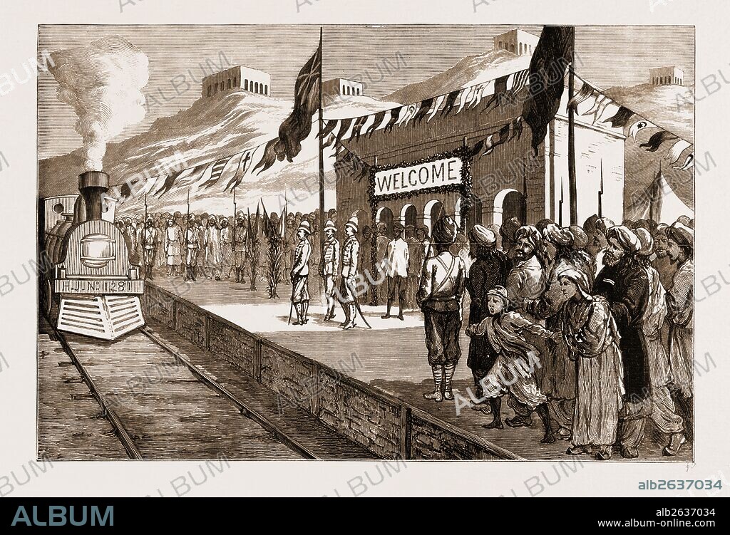 THE TOUR OF THE VICEROY OF INDIA, 1881: ARRIVAL OF THE VICEREGAL TRAIN AT SIBI.