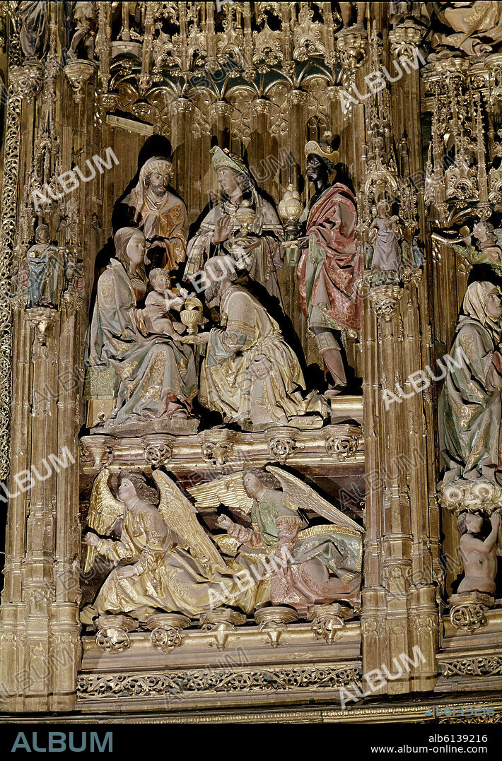 DIEGO COPIN DE HOLANDA-MAESTRO ESCULTOR. RETABLO MAYOR DE LA CATEDRAL DE TOLEDO - ESCENA DE LA EPIFANIA - 1498.