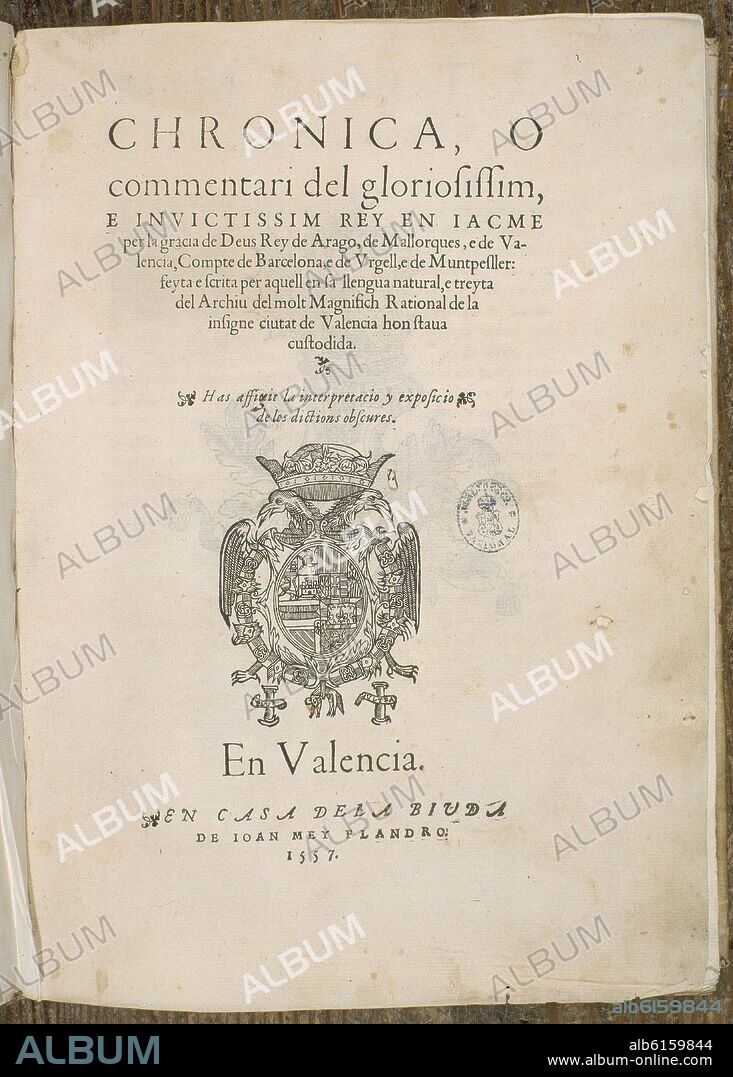 CRONICA DEL REY JAUME I-PORTADA-EDICION VALENCIANA 1557.