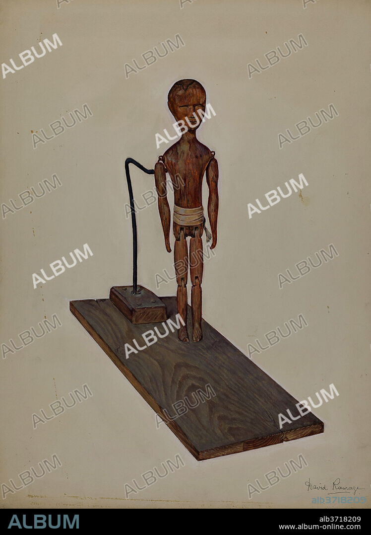 DAVID RAMAGE. Jigging Figure. Dated: c. 1937. Dimensions: overall: 51 x 38.2 cm (20 1/16 x 15 1/16 in.)  Original IAD Object: 10 1/4" high. Medium: watercolor, graphite, and gouache on paperboard.