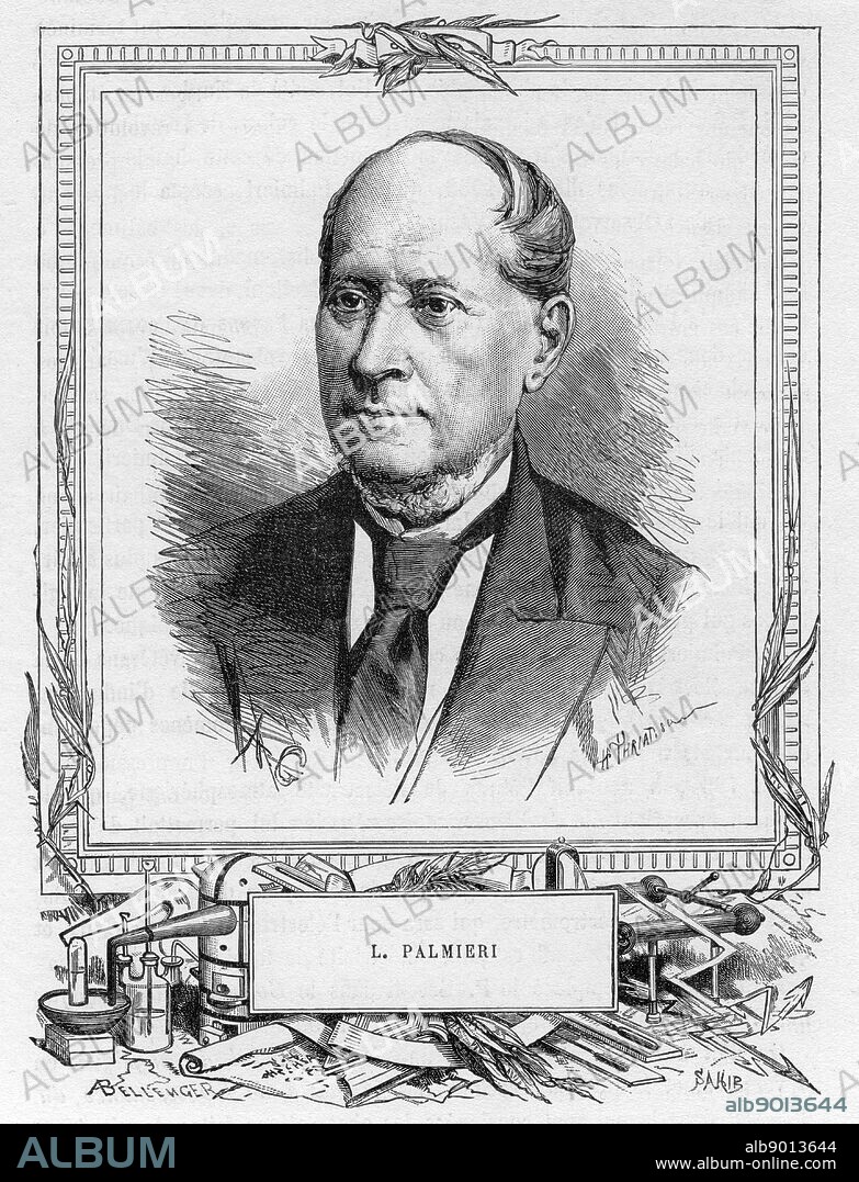 Luigi Palmieri (1807-1896), Italian geophysicist. Palimieri was director of the Vesuvius Observatory which monitored the activity of the volcano. In 1855 he invented a seismograph. From 'Les Nouvelles Conquetes de la Science' by Louis Figuier, Paris, c1893.