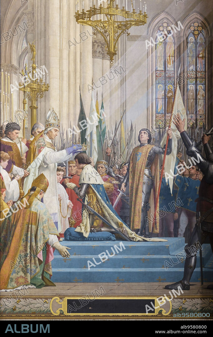 Juana de Arco en la coronación del Delfín como rey Carlos VII de Francia en Reims, Lenepveu, 1889-1890. Panteón , le Panthéon, monumento de estilo neoclásico, V distrito ,París, France,Western Europe.