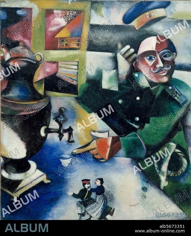 MARC CHAGALL. Chagall, Marc. 1887-1985. "The Soldier drinks", 1911/12. Oil on canvas, 101.1 × 94.5cm. New York, Solomon R Guggenheim Museum.