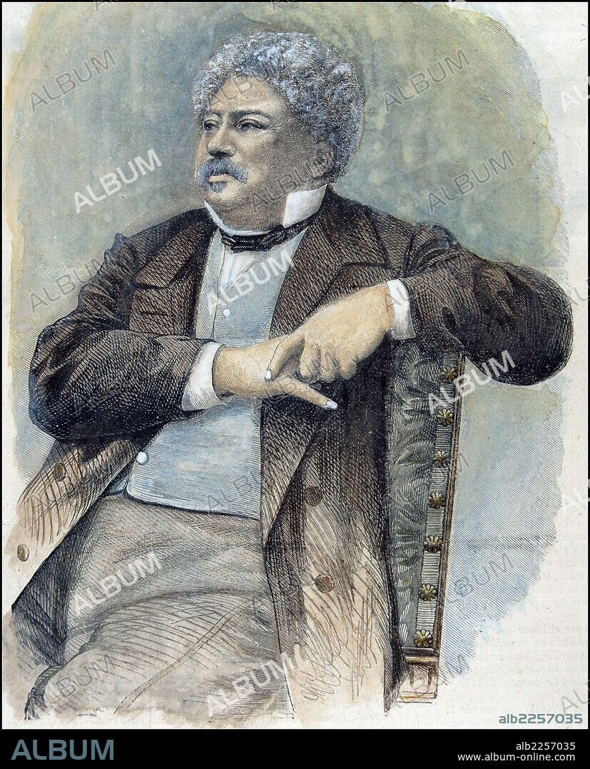 DUMAS , ALEJANDRO. ESCRITOR FRANCES. 1802 - 1870. GRABADO RETRATO COLOREADO. ILUSTRACION ESPAÑOLA Y AMERICANA.