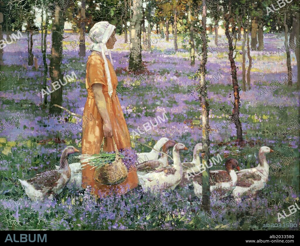 William John Leech / 'The Geese Maid', Oil on canvas.