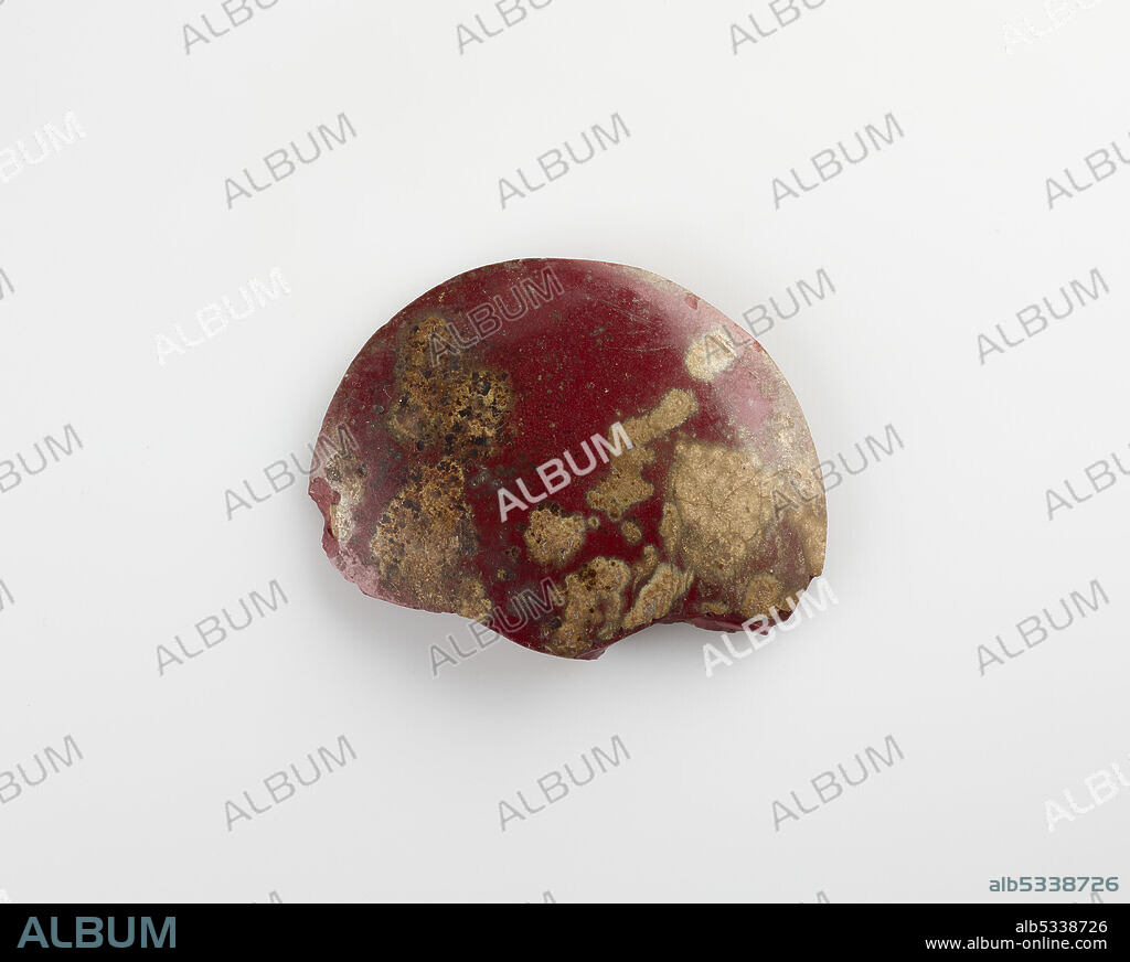 Fragment of a disk inlay; plano-convex, Ptolemaic Dynasty or Roman Period, 305 BCE-14 CE.