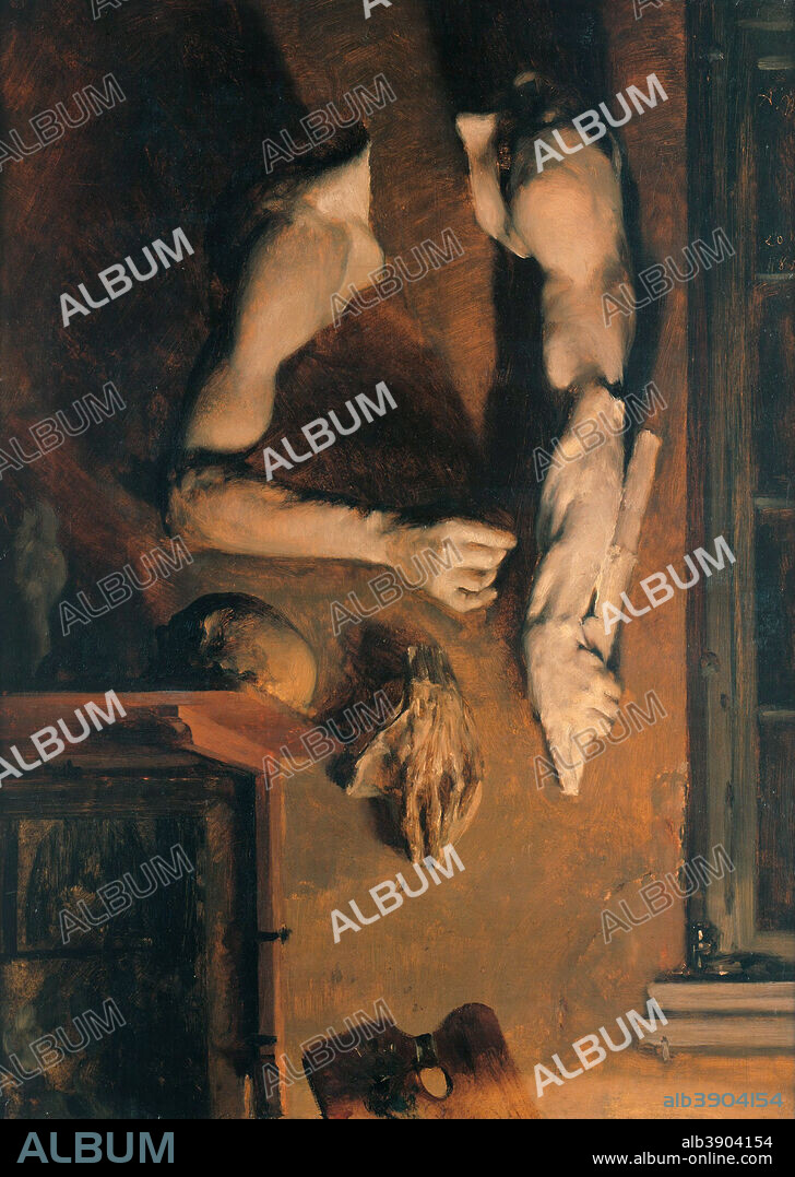 ADOLPH VON MENZEL. Atelierwand / Studio Wall. Date/Period: 1852. Painting. Oil on paper mounted on board. Height: 61 cm (24 in); Width: 44 cm (17.3 in).