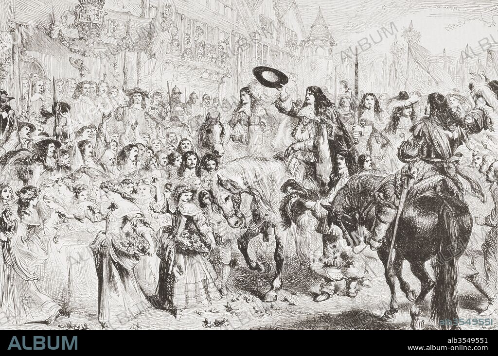 The restoration of the monarchy in 1660. Charles II, 1630 – 1685. King of England, Scotland and Ireland. From L'Univers Illustre, published June 1863.