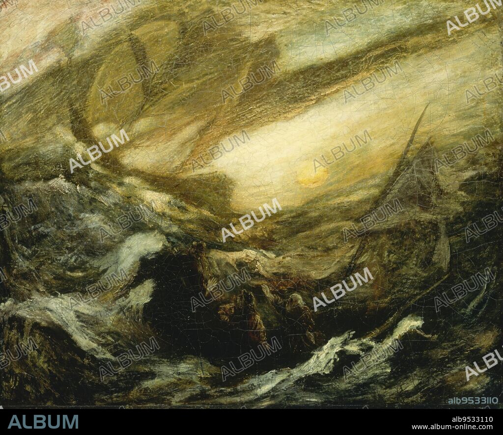ALBERT PINKHAM RYDER. Flying Dutchman. Oil on canvas mounted on fiberboard. Date: completed by 1887.