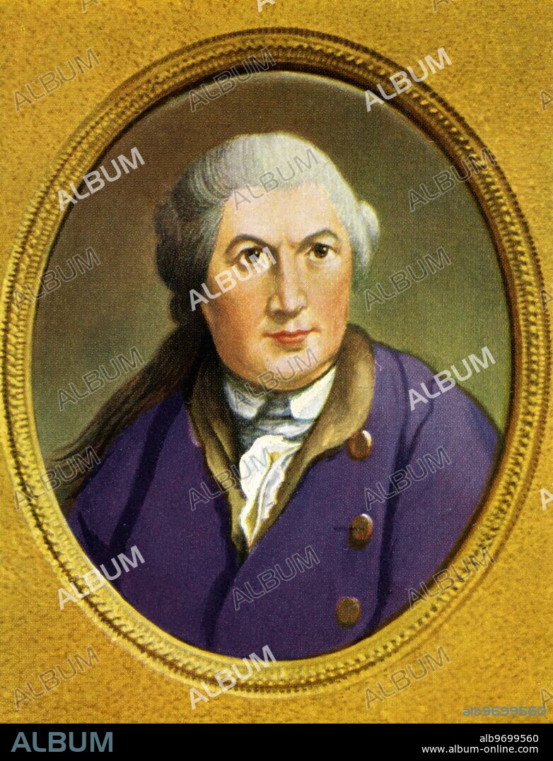 David Garrick (1716-1779) after a miniature by William Essex after the Gemalde of Robert Edge Pine. David Garrick(19 February 1717 in Hereford - 20 January 1779) - English actor, playwright, theatre manager and producer who influenced nearly all aspects of theatrical practice throughout the 18th century and was a pupil and friend of Dr Samuel Johnson. His appearance in the title role of Shakespeare's Richard III drew the attention of audiences and managers began to take notice. With the success of Richard III and a number of other roles, Garrick was engaged for a season at the Theatre Royal, Drury Lane where he remained for the next five years and purchased a share of the theatre which inaugurated twenty-nine years of Garrick's management of the Drury Lane, during which time, it rose to prominence as one of the leading theatres in Europe. At his death, he was given a lavish public funeral at Westminster Abbey where he was laid in Poet's Corner.