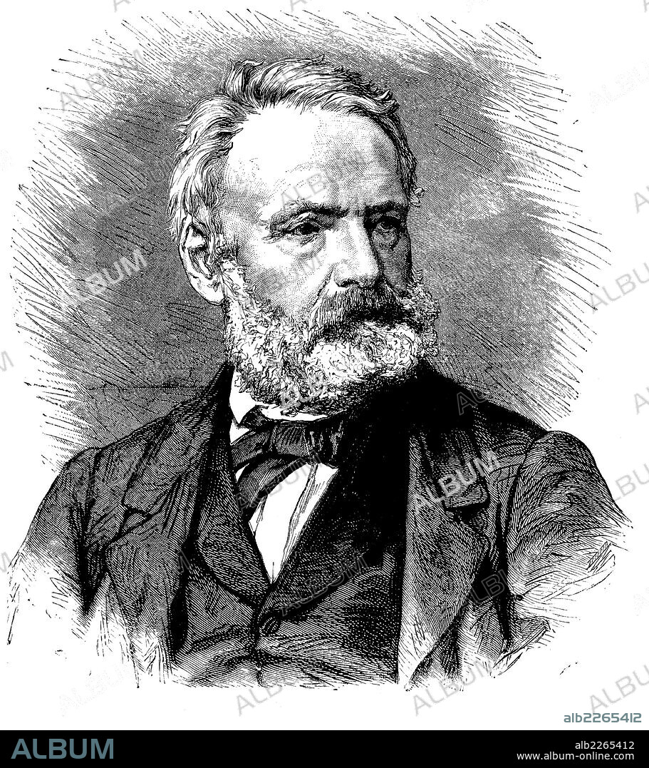Víctor Hugo (1802-1885), escritor romántico francés. Grabado de 1874.