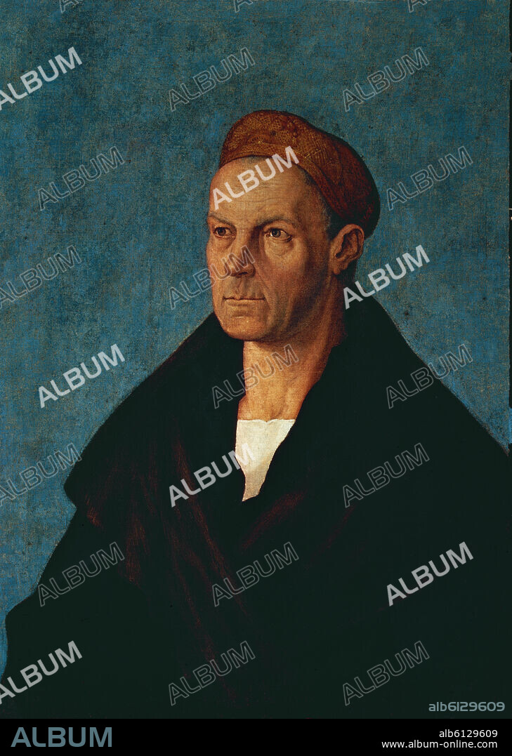 ALBERTO DURERO-ALBRECHT DÜRER. 'Retrato de Jakob Fugger', hacia 1518, Pintura al temple sobre lienzo, 68 x 52 cm.