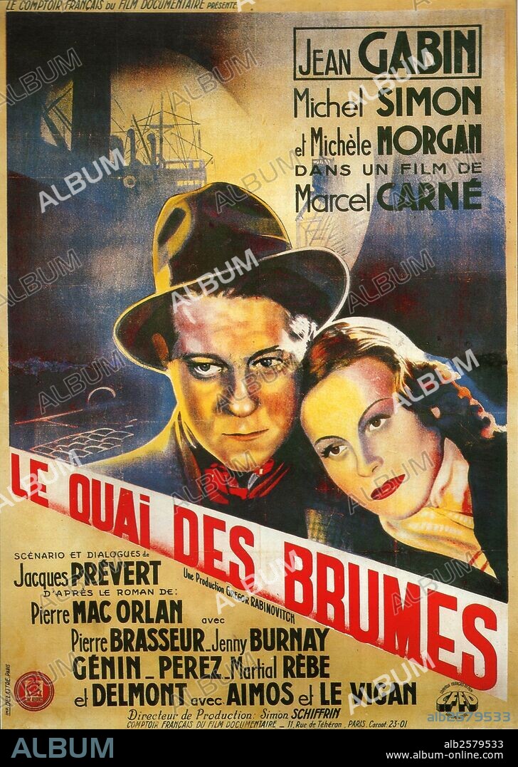 Poster de EL MUELLE DE LAS BRUMAS, 1938 (LE QUAI DES BRUMES), dirigida por MARCEL CARNE. Copyright CINE ALLIANCE / PATHE.