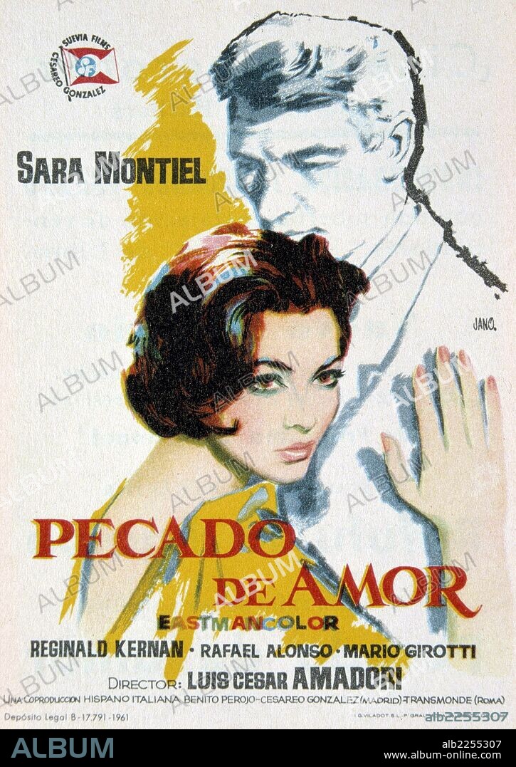 CARTEL PELICULA " PECADO DE AMOR ". DIRECTOR , LUIS CESAR AMADORI , AÑO 1961. SARA MONTIEL.