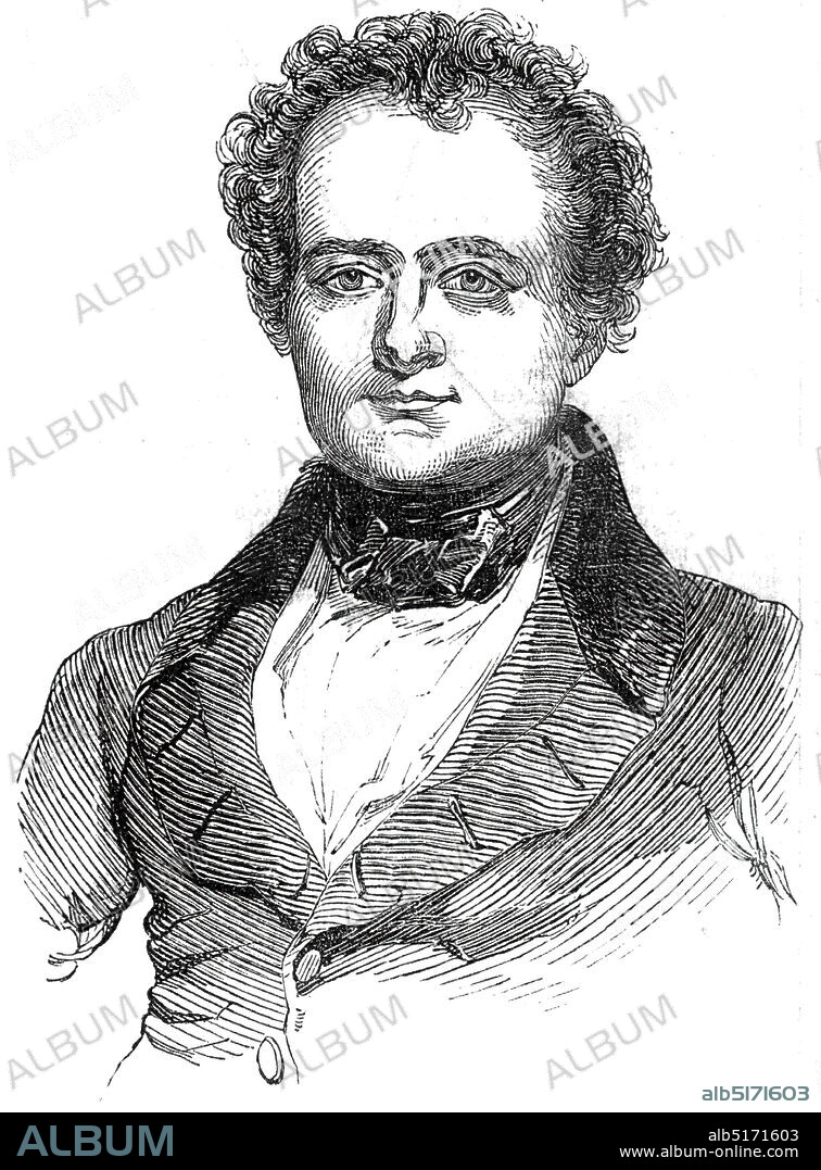 The Solicitor-General, Mr. Fitzroy Kelly, M.P., 1845. Portrait of British lawyer, judge and politician Sir Fitzroy Edward Kelly. 'Mr. Kelly is verging on fifty years of age; he is rather short, but compactly built, with well cut features. In his style of speaking he is very effective, and as Solicitor-General, he will be a great accession to the Government in the House'. From "Illustrated London News", 1845, Vol VII.