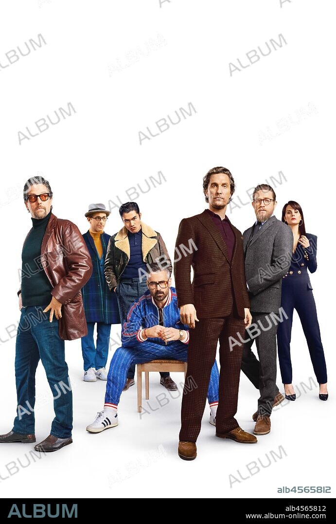 CHARLIE HUNNAM, COLIN FARRELL, HUGH GRANT et MATTHEW McCONAUGHEY dans THE GENTLEMEN, 2020, réalisé par GUY RITCHIE. Copyright MIRAMAX.