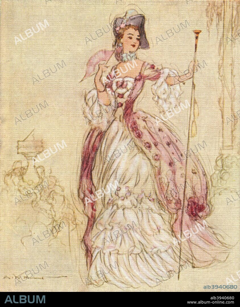 Madame de Pompadour. Born Jeanne-Antoinette Poisson, Madame de Pompadour (1721-1764) was the mistress of Louis XV (1710-1774) of France. From an original drawing by A. K. Macdonald. From the John Player & Sons cigarette card series 'Famous Beauties', 1937.
