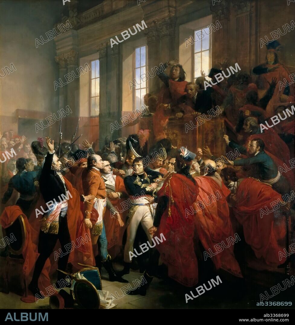 FRANCOIS BOUCHOT. General Bonaparte surrounded by members of the Council of Five Hundred in Saint-Cloud, November 10, 1799.