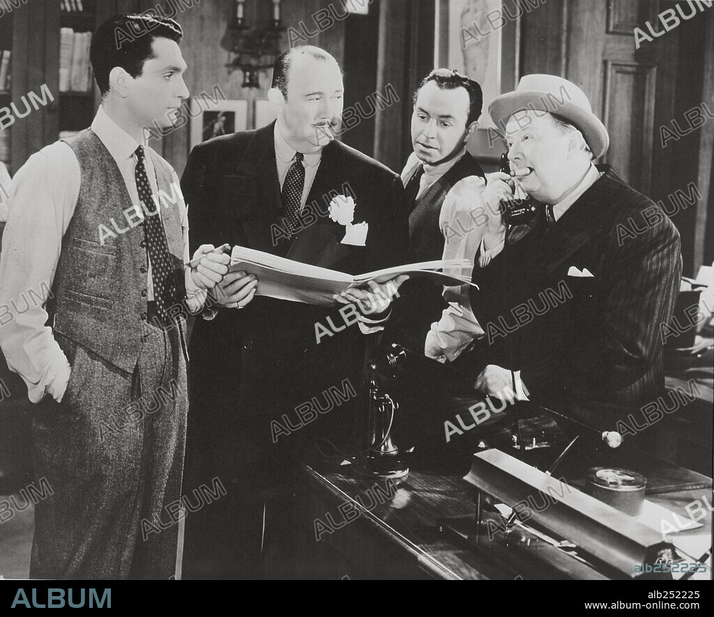 CHARLES COBURN, PAUL WHITEMAN and ROBERT ALDA in RHAPSODY IN BLUE, 1945, directed by IRVING RAPPER. Copyright WARNER BROTHERS.