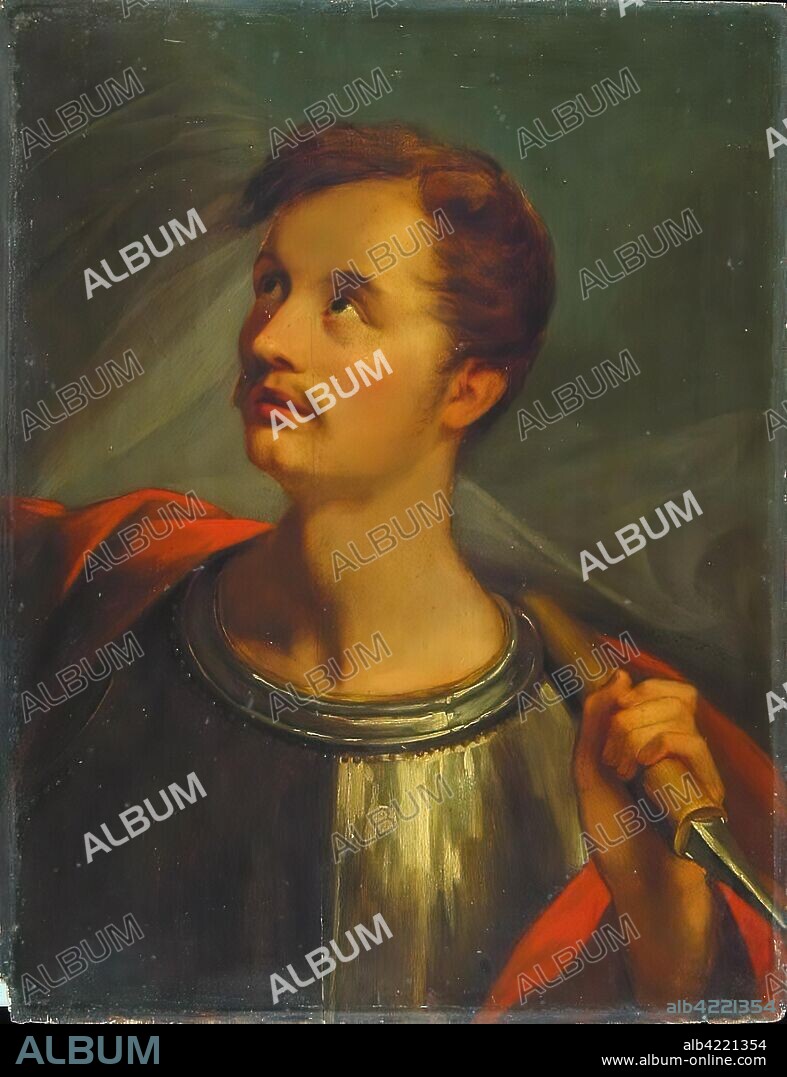 CHRISTIAN HEINRICH JOHANN HANSON. 'Warrior Holding a Banner'. Germany, 1821. Dimensions: 59,6x46 cm.