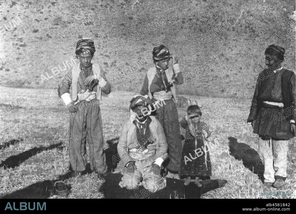 'Musa Bey el Abbasieh', c1906-1913, (1915). Group of people in Central Asia, probably in what is now Turkey. 'From Diza we proceeded to Gulanik, the seat and castle of Musa Bey el Abbasieh...Musa Bey claims Arabian descent and calls himself Abbasieh...He was a sad-faced man, who received us kindly enough'. From "The Caliphs' Last Heritage, a short history of the Turkish Empire" by Lt.-Col. Sir Mark Sykes. [Macmillan & Co, London, 1915].