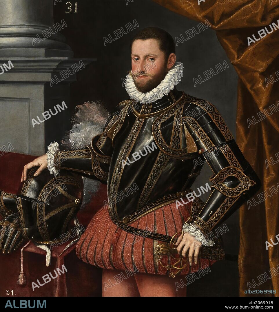 ALONSO SÁNCHEZ COELLO (style). Alonso Sánchez Coello (Style of) / 'El archiduque Diego Ernesto de Austria', ca.  1580, Spanish School, Canvas, 116 cm x 109 cm, P01145.