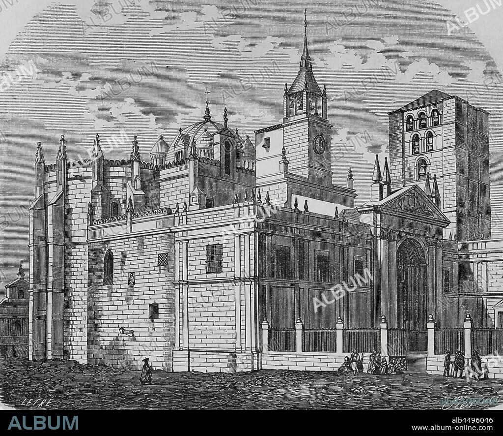 España. Catedral de Zamora. Dibujo por Letre. Grabado por Sierra. Crónica General de España, Historia Ilustrada y Descriptiva de sus Provincias. Tomo Asturias y León, 1867. Biblioteca Histórico Militar de Barcelona, Cataluña, España.