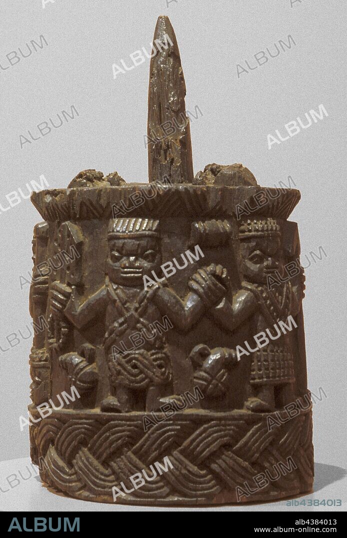 altar of the hand, Edo people, Benin Kingdom, 20th century, wood, 13-1/4 x 7-1/2 x 7-1/4 in., African Art.