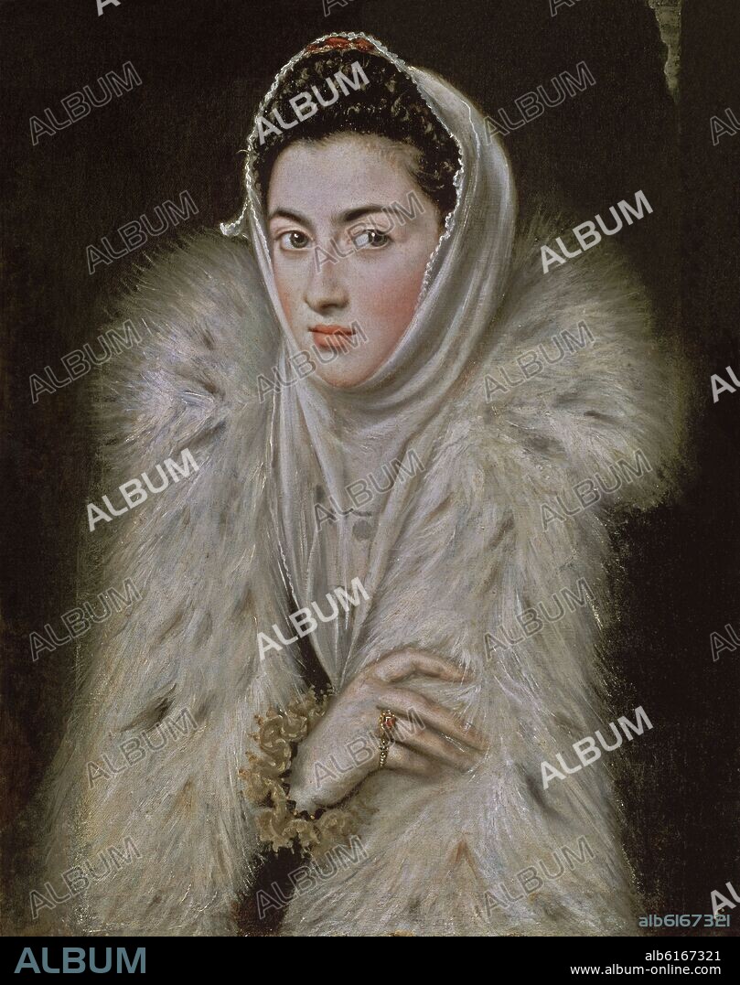 ALONSO SANCHEZ COELLO. LA DAMA DEL ARMIÑO - Oleo/Lienzo - 62x50 - ATRIBUIDO A EL GRECO y a ANGUISSOLA SOFONISBA.