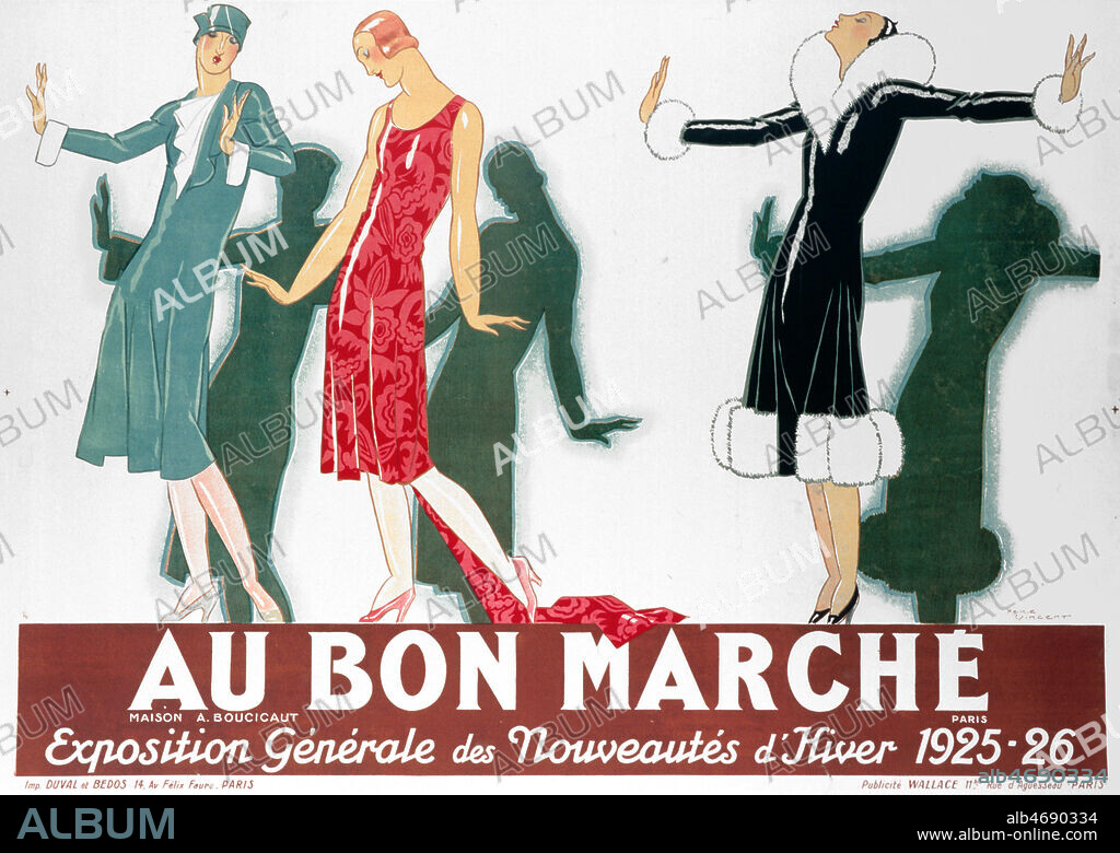 Affiche publicitaire de 1925 pour le magasin du Bon Marche illustree par Rene VINCENT (1879-1936). Credit : Coll. Perrin/KHARBINE-TAPABOR.