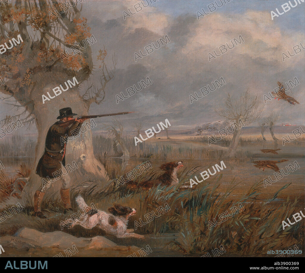 HENRY THOMAS ALKEN. Duck Shooting. Date/Period: Ca. 1825. Painting. Oil on canvas. Height: 260 mm (10.23 in); Width: 314 mm (12.36 in).