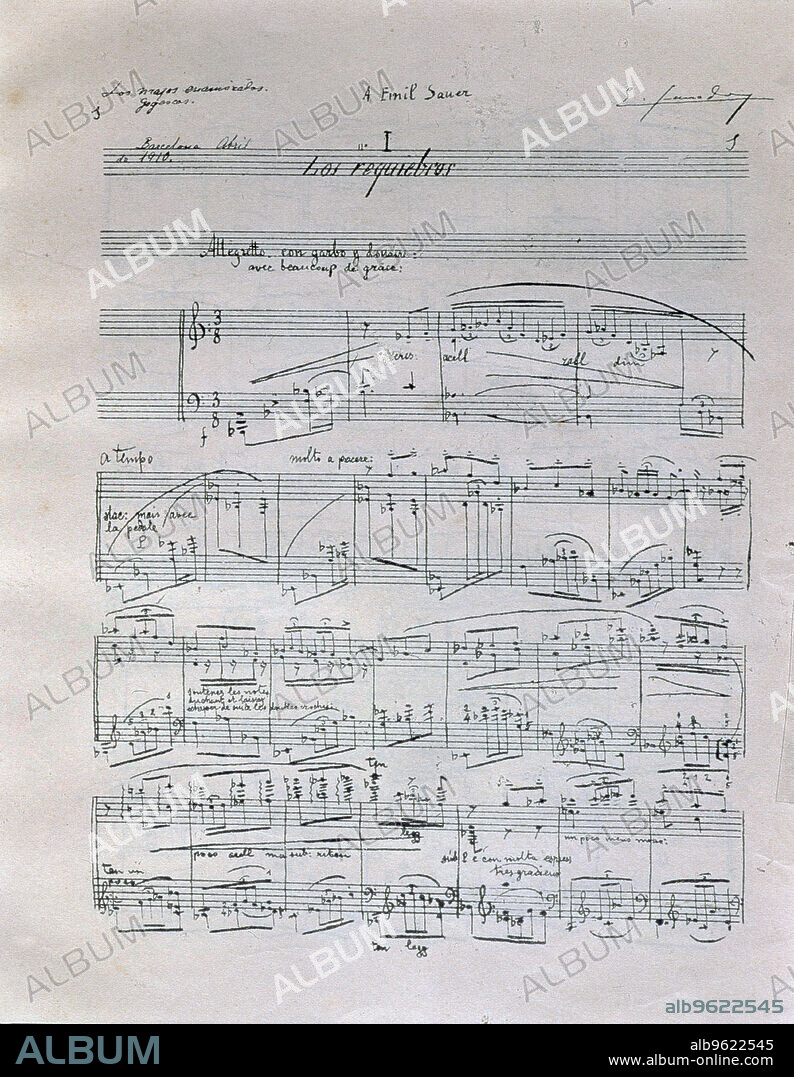 First page of the piano suite Goyescas (The Majos in love), by Enrique Granados, autographed manuscript.
