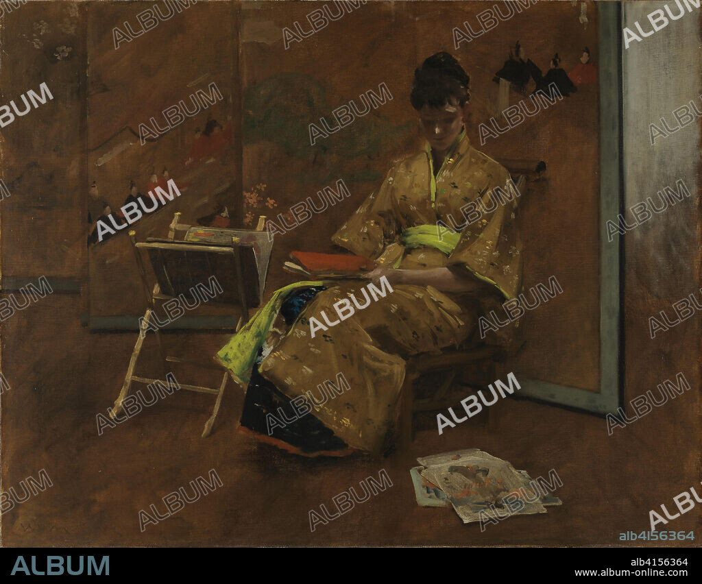 William Merritt Chase (Williamsburg, 1849-New York, 1916). A Girl in Japanese Gown. The Kimono (ca. 1887). Oil on canvas. 89.5 x 115 cm.