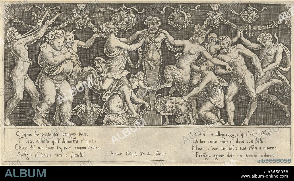 AFTER (?) GIULIO ROMANO, MASTER OF THE DIE et AFTER (?) RAPHAEL (RAFFAELLO SANZIO OR SANTI). Speculum Romanae Magnificentiae: Sacrifice to Priapus. Artist: Master of the Die (Italian, active Rome, ca. 1530-60); After(?) Giulio Romano (Italian, Rome 1499?-1546 Mantua); After(?) Raphael (Raffaello Sanzio or Santi) (Italian, Urbino 1483-1520 Rome). Dimensions: sheet: 10 1/16 x 12 1/16 in. (25.5 x 30.6 cm)
plate: 6 5/16 x 11 1/4 in. (16 x 28.5 cm). Publisher: Antonio Lafreri (French, Orgelet, Franche-Comte ca. 1512-1577 Rome); Claudio Duchetti (Italian, active Venice and Rome, ca. 1565-died ca. 1585). Series/Portfolio: Speculum Romanae Magnificentiae. Date: 16th century.
This print comes from the museum's copy of the Speculum Romanae Magnificentiae (The Mirror of Roman Magnificence) The Speculum found its origin in the publishing endeavors of Antonio Salamanca and Antonio Lafreri. During their Roman publishing careers, the two foreign publishers - who worked together between 1553 and 1563 - initiated the production of prints recording art works, architecture and city views related to Antique and Modern Rome. The prints could be bought individually by tourists and collectors, but were also purchased in larger groups which were often bound together in an album. In 1573, Lafreri commissioned a title page for this purpose, which is where the title 'Speculum Romanae Magnificentiae' first appears. Lafreri envisioned an ideal arrangement of the prints in 7 different categories, but during his lifetime, never appears to have offered one standard, bound set of prints. Instead, clients composed their own selection from the corpus to be bound, or collected a group of prints over time. When Lafreri died, two-third of the existing copper plates went to the Duchetti family (Claudio and Stefano), while another third was distributed among several publishers. The Duchetti appear to have standardized production, offering a more or less uniform version of the Speculum to their clients. The popularity of the prints also inspired other publishers in Rome to make copies however, and to add new prints to the corpus. 
The museum's copy of the Speculum entered the collection as a group of 3 albums with inlaid engravings and etchings. The prints have since been removed, but the original place of each print within the album is contained in the accession number: 41.72(volume.place).
Originally volume 2, plate 150 in the scrapbook.