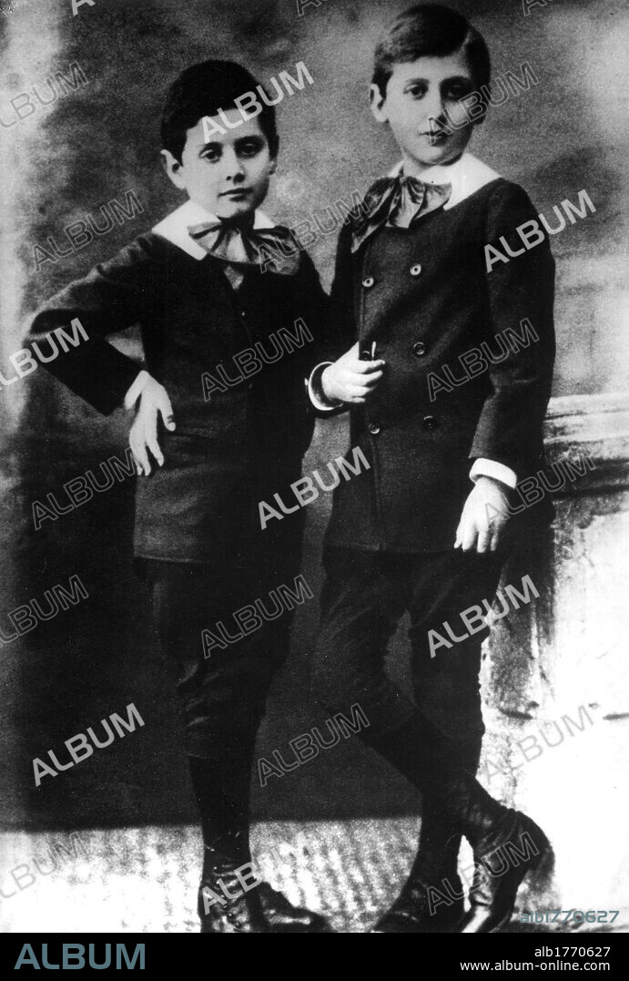 Portrait of Marcel and Robert Proust. Portrait of he French novelist Marcel Proust and his brother Robert as children. 1870s.