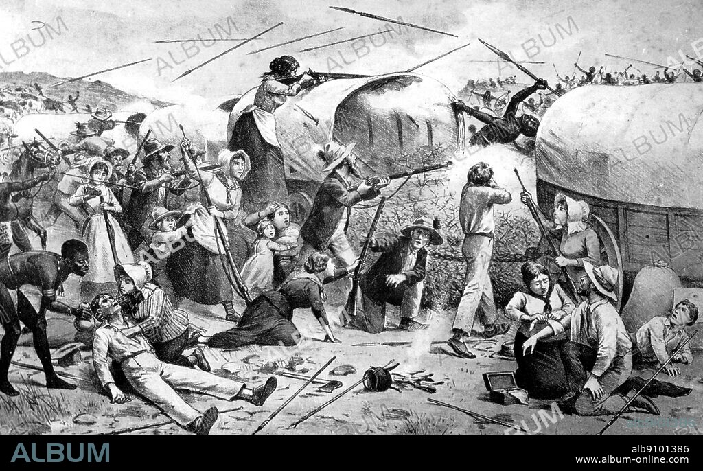 The Battle of Veg Kop, which took place on 16 October 1836, was the first head on collision between Bantu spearman and Boer musketeer. The Matabele intended to fight in the open and with complete confidence in their own rules of warfare. Only when Kalipi had lost over four hundred men did his force make their orderly retreat. As far as he was concerned, he had won a notable victory, for he carried off the prodigious booty of some 55,000 head of cattle, sheep and goats to take back to Umzilikazi. From The African Adventure - A History of Africa's Explorers by Timothy Severin, page 145.