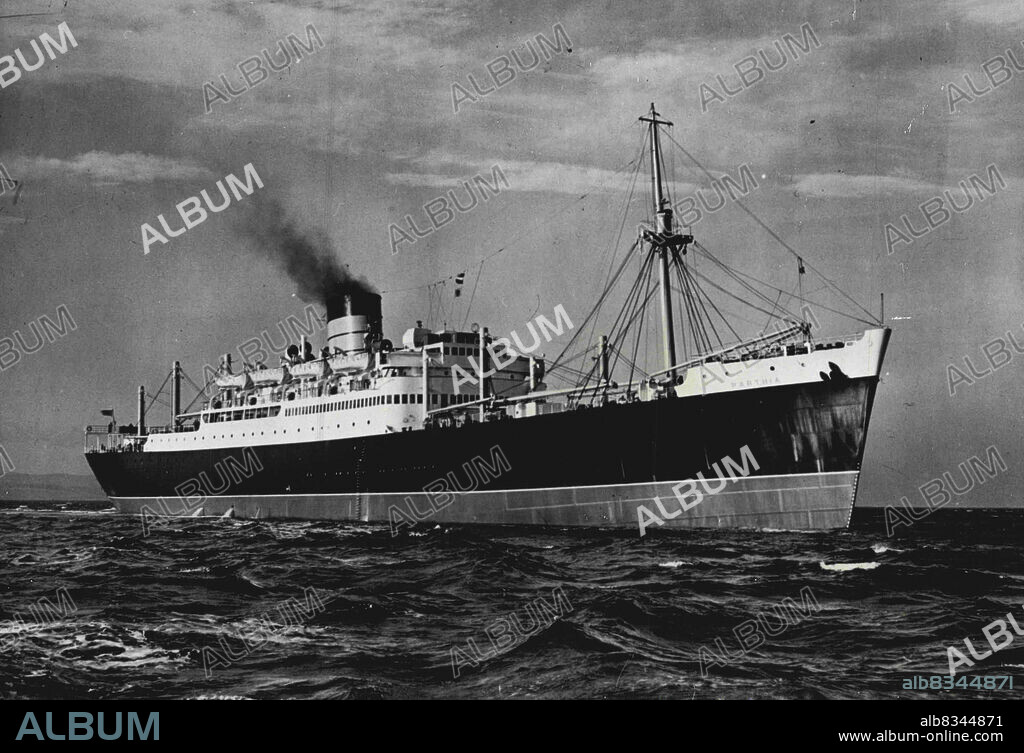 Parthia: Fourth New Liner For Cunard White Star Fleet -- The new liner "Parthia" has a smartly raked curved stem, single mast, and funnel among her most striking features. The streamlined super-structure, shapely bow and cruiser stern also contribute to her handsome appearance.Off on her maiden voyage from Liverpool to New York, to-morrow (Saturday) is the Cunard-White Star new passenger and cargo liner "Parthia", (13,340 tons), the fourth new liner to join the Company's expanding post-war fleet. The first Cunard White Star liner to be built in Belfast by Messrs. Harland and Wolff, "Parthia" is designed for the one-class United States services. April 10, 1948.