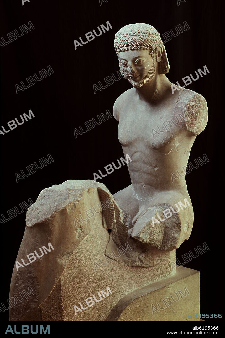 JINETE RAMPIN-560 AC-ESCULTURA GRIEGA-LA CORONA  CONMEMORA VICTORIA JUEGOS PITICOS.