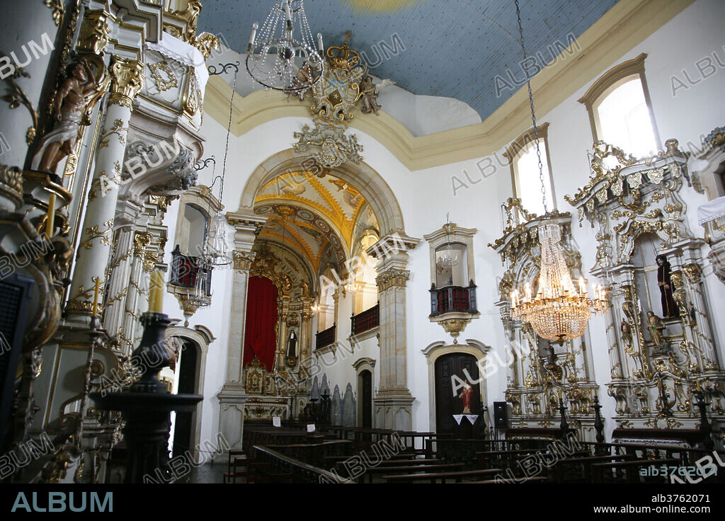 Interior of Igreja de Nossa Senhora do Carmo (Our Lady of Mount Carmel) church, Ouro Preto, UNESCO World Heritage Site, Minas Gerais, Brazil, South America.