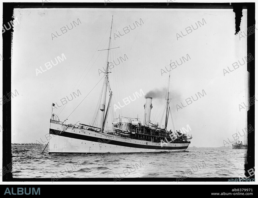 HARRIS & EWING. U.S.S. Solace, between 1914 and 1918. The SS Creole, built in 1896, was operated by Cromwell Steamship Lines. She was acquired by the US Navy in 1898, renamed Solace, and converted into a hospital ship. She was the first Navy ship to fly the Geneva Red Cross flag.