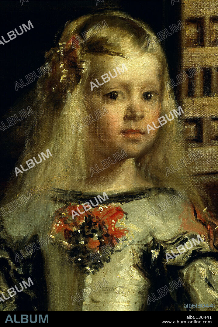 DIEGO VELAZQUEZ (1599-1660). LAS MENINAS - DETALLE DE LA CABEZA DE LA INFANTA DOÑA MARGARITA, HIJA DE FELIPE IV - SIGLO XVII - BARROCO ESPAÑOL - CONJUNTO 106240.