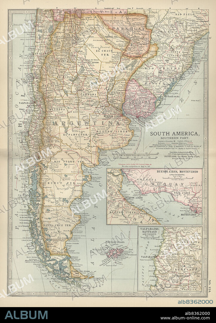 Map of the southern part of South America.