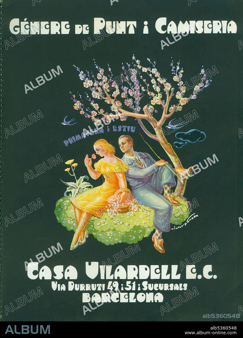 España. Portada del catálogo de artículos de primavera y verano en géneros de punto de Casa Vilardell, empresa colectivizada. Barcelona, año 1938.