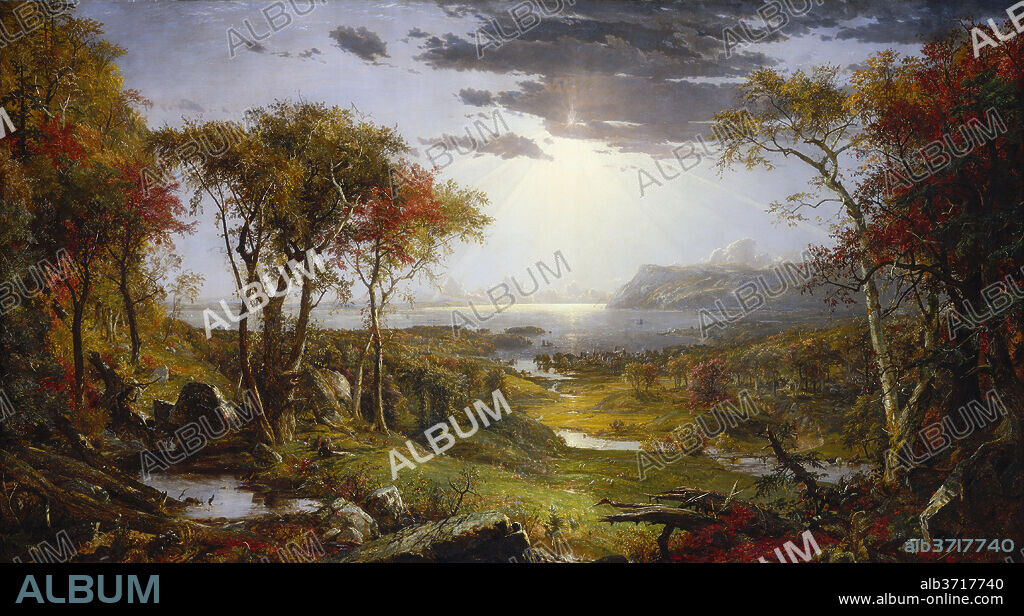JASPER FRANCIS CROPSEY. Autumn - On the Hudson River. Dated: 1860. Dimensions: overall: 151.8 x 274.9 cm (59 3/4 x 108 1/4 in.)  framed: 200.7 x 321.3 x 21 cm (79 x 126 1/2 x 8 1/4 in.). Medium: oil on canvas.