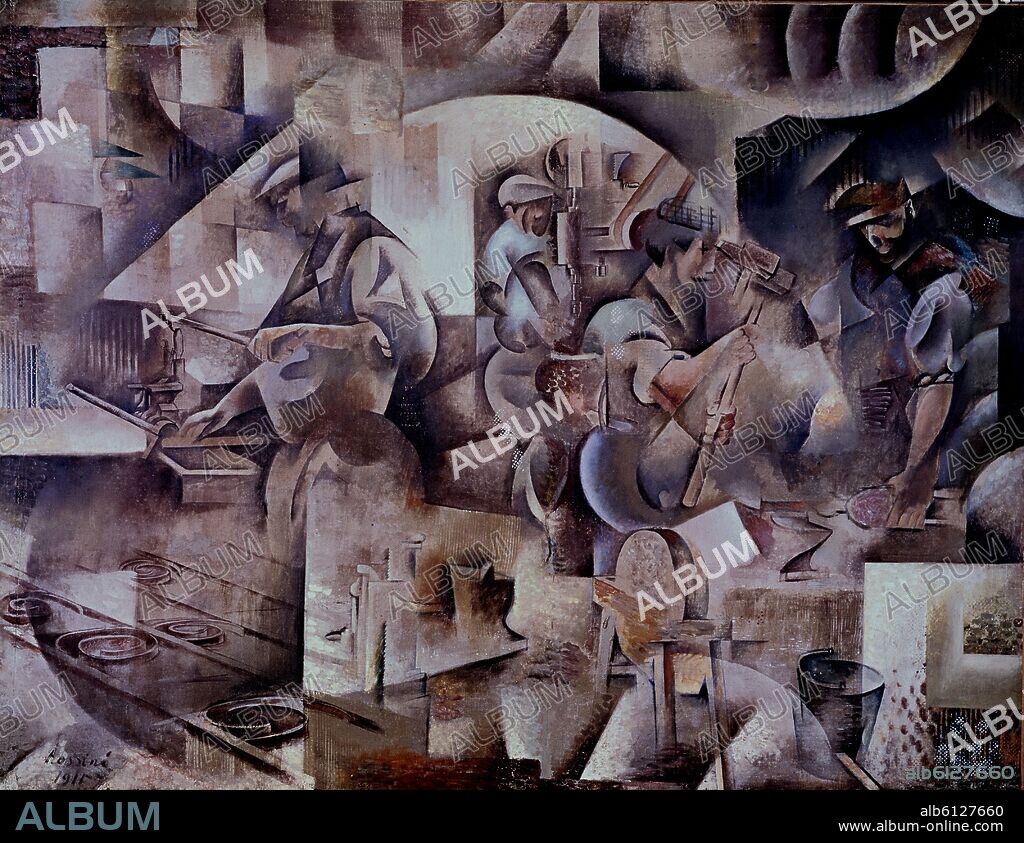 VLADIMIR BARANOV-ROSSINÉ. 'The Forge', 1911-1913, Oil on canvas, 162 x 210,5 cm.