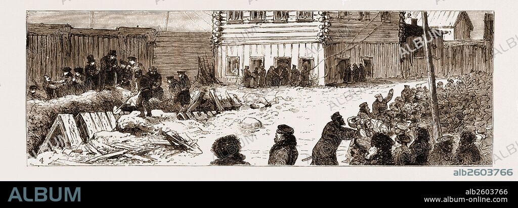 THE ATTEMPT TO BLOW UP THE IMPERIAL TRAIN NEAR MOSCOW, DEC. 1. 1879: HOUSE BESIDE THE LINE FROM WHICH THE MINE WAS EXPLODED: 1. House. 2. Out-House. 3. Cart Shed. 4. Position of Mine Gallery.